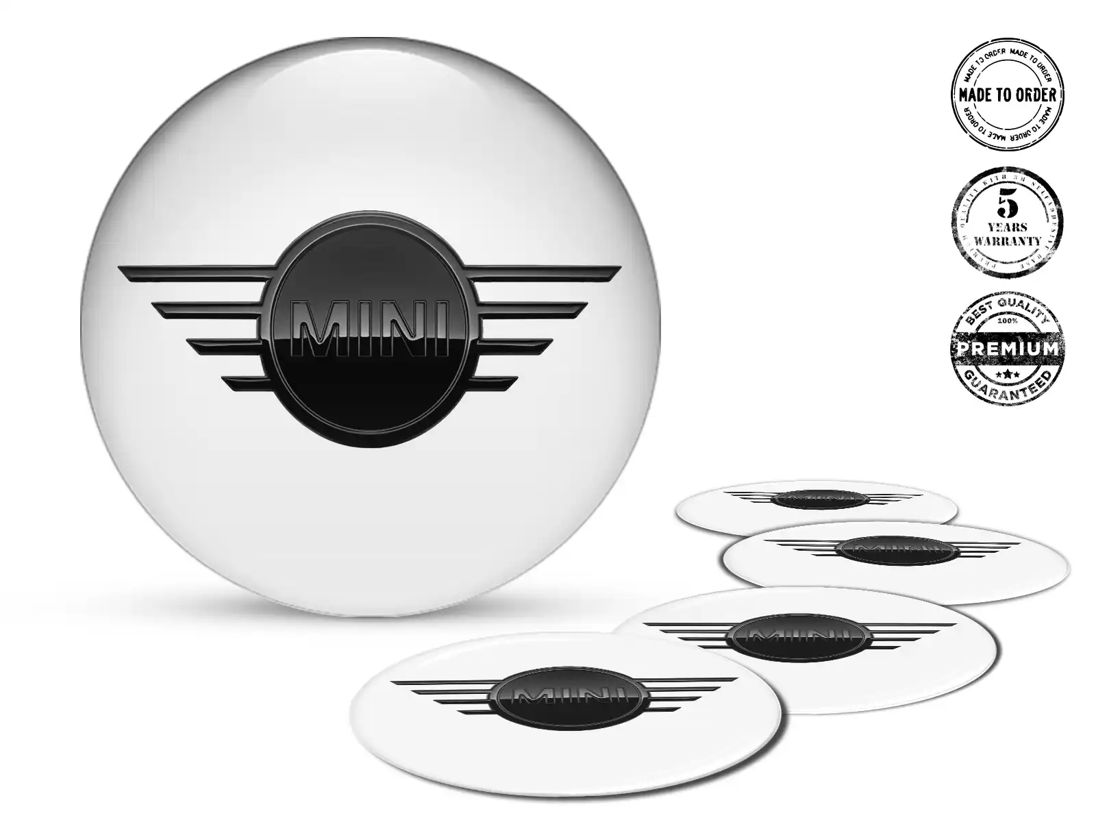 Mini Cooper Decals on Wheels Premium Domed Labels
